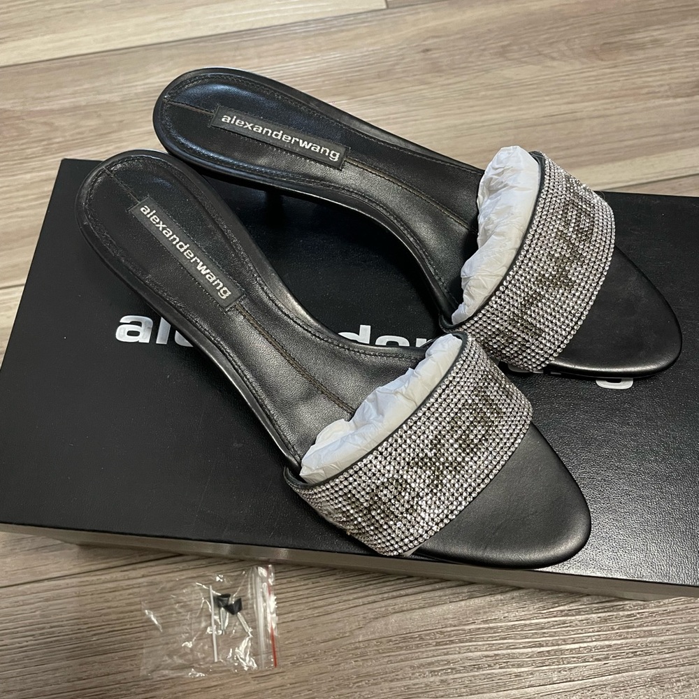 Alexander Wang Jo Crystal Logo Slide Sandals